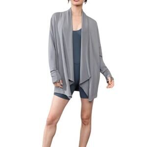 Athleta Pramayama Restore Wrap Cardigan Gray Women XL/1X Yoga Cozy Workout